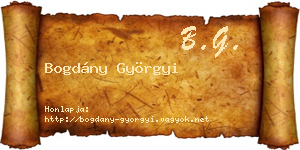 Bogdány Györgyi névjegykártya